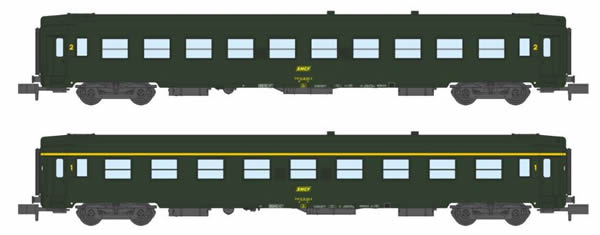 REE Modeles NW-140 - 2pc 1st & 2nd Class Passenger Coach Set UIC and A9 B10